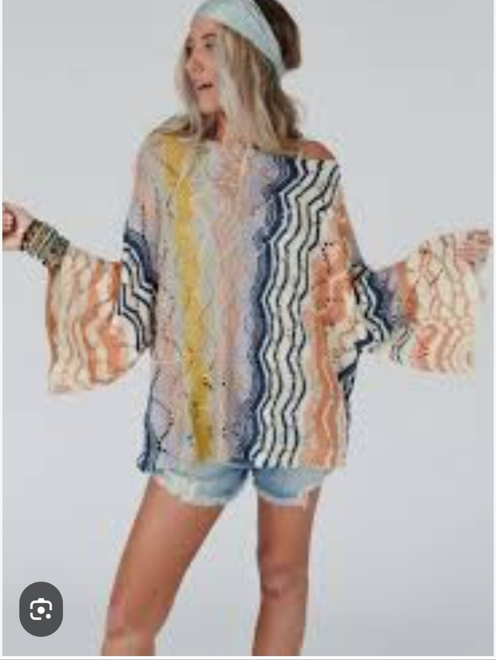 Three Bird Nest Rainbow Crochet Oversized Boho Sweater Medium Soft Not Scratchy